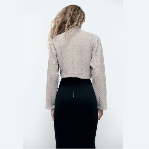 Zara Cable-Knit Sweater Beige (S) - Picture 3 of 10